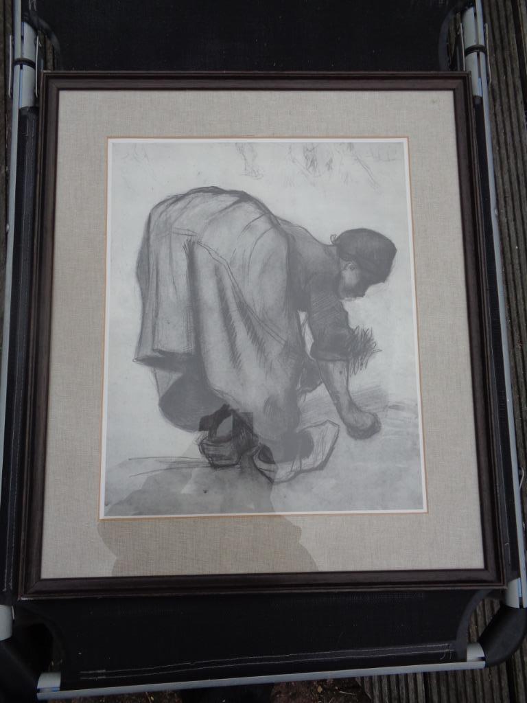 Ingelijste Krijttekening 40 x 48 cm, Antiek en Kunst, Ophalen