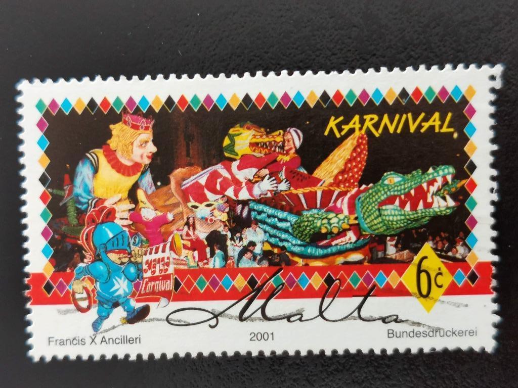 Malta 2001 - carnaval - wagen met krokodil, Ophalen of Verzenden, Malta, Gestempeld