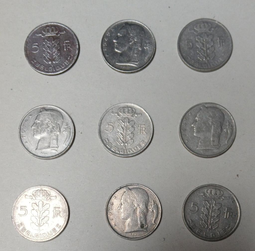 5 Belgische Frank 1949-1978, Ophalen of Verzenden, Setje