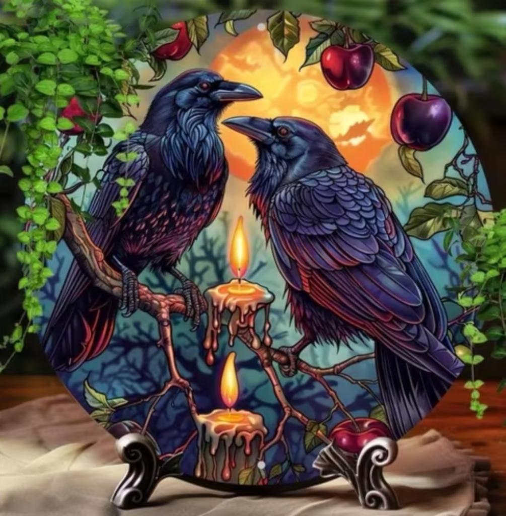 Vintage rond metalen bord Raven (20cm), Ophalen of Verzenden, Nieuw