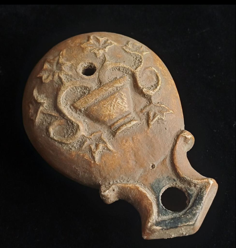 Réplique d'une ancienne lampe à huile romaine en terre cuite, Enlèvement ou Envoi