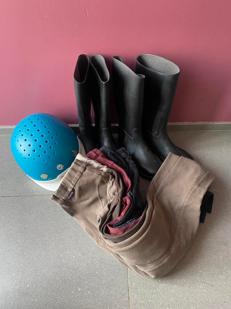 Paardrijden : laarzen tok en broeken 8-12-14j, Dieren en Toebehoren, Paardrijkleding, Zo goed als nieuw, Ophalen