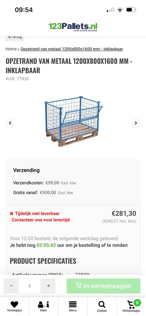 Opzetrand van stevig metaal europallet, Doe-het-zelf en Bouw, Bouwketen en Schaftketen, Ophalen, Zo goed als nieuw