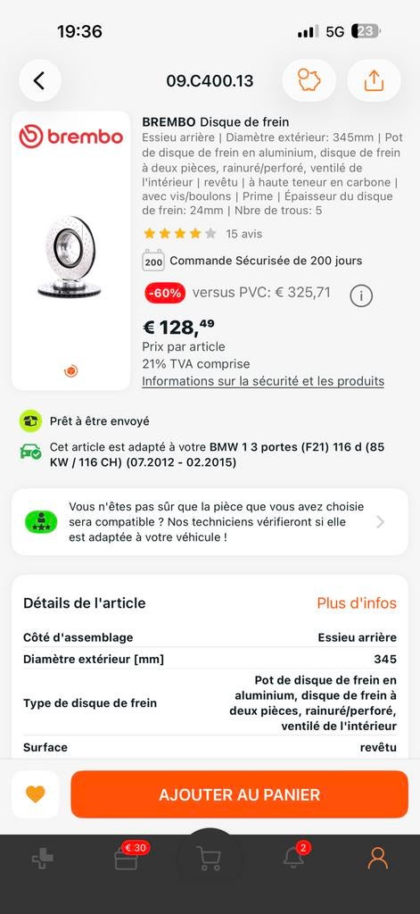 DISQUE rainuré/perforé BREMBO NEUF!!, Enlèvement ou Envoi, Neuf, BMW