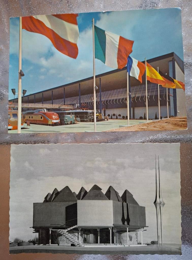 Expo 58 - lot de 2 cartes chemins de fer et Hachette, Collections, Enlèvement ou Envoi
