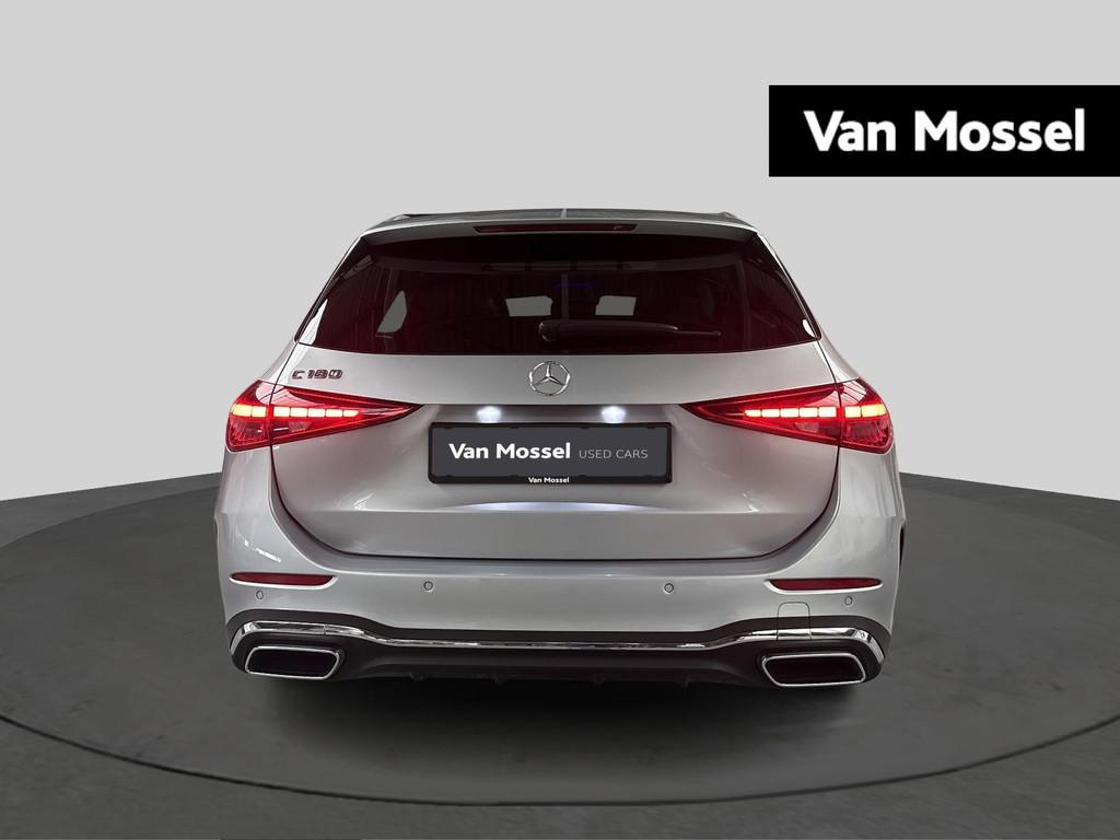 Mercedes-Benz C-klasse 180 AMG Line Estate + PANORAMISCH DAK, Auto's, Mercedes-Benz, Automaat, Zwart, 4 cilinders, Apple Carplay