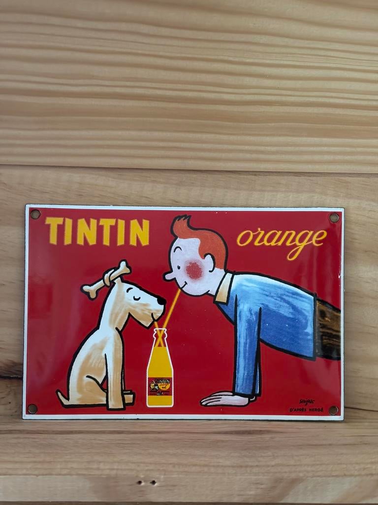 Geëmailleerde plaat van Kuifje, Ophalen of Verzenden