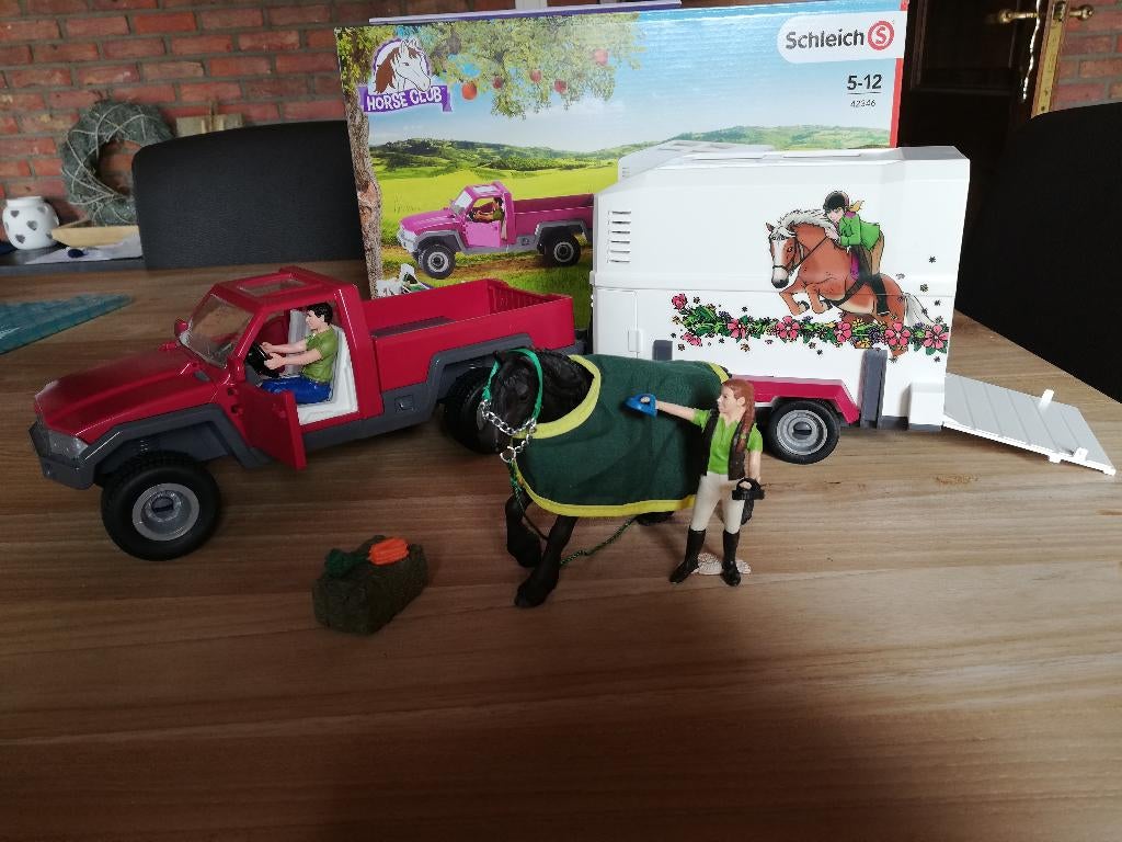 Schleich Horse Club Pickup met paardentrailer 42346, Enlèvement, Comme neuf
