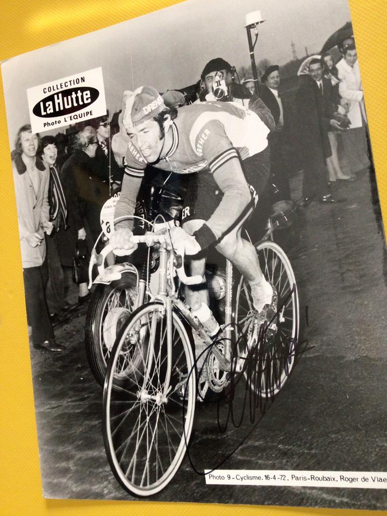 Wielerkaart 1972 paris Roubaix roger de vlaeminck signe, Verzenden, Zo goed als nieuw