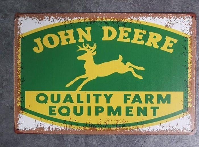 John Deere tractor metalen reclame bord lamp vlag beker klok, Verzamelen, Ophalen of Verzenden, Nieuw, Reclamebord