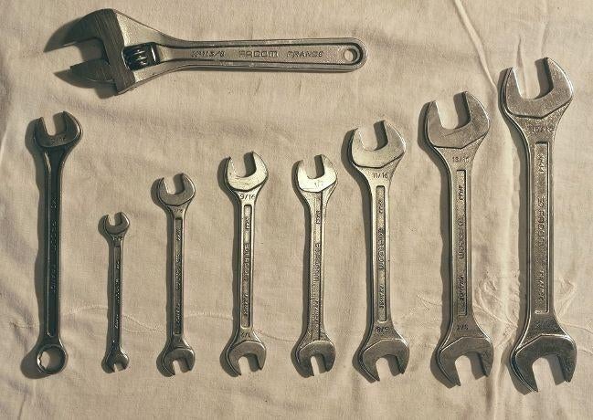 Facom steeksleutelset inch + verstelbare moersleutel, Ophalen, Gebruikt