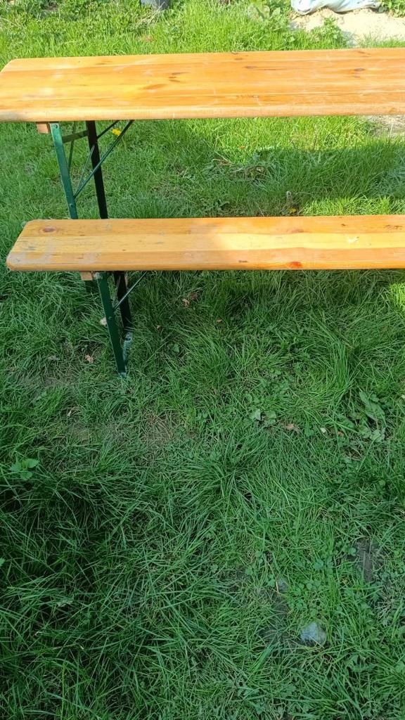 Biertafels en banken, Jardin & Terrasse, Tables de pique-nique, Enlèvement, Utilisé, Rectangulaire, Bois