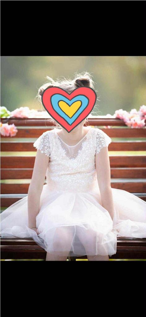 Communiekleedje Linea Raffaelli + vest en handtasje, Ophalen, Overige typen, Meisje, Zo goed als nieuw