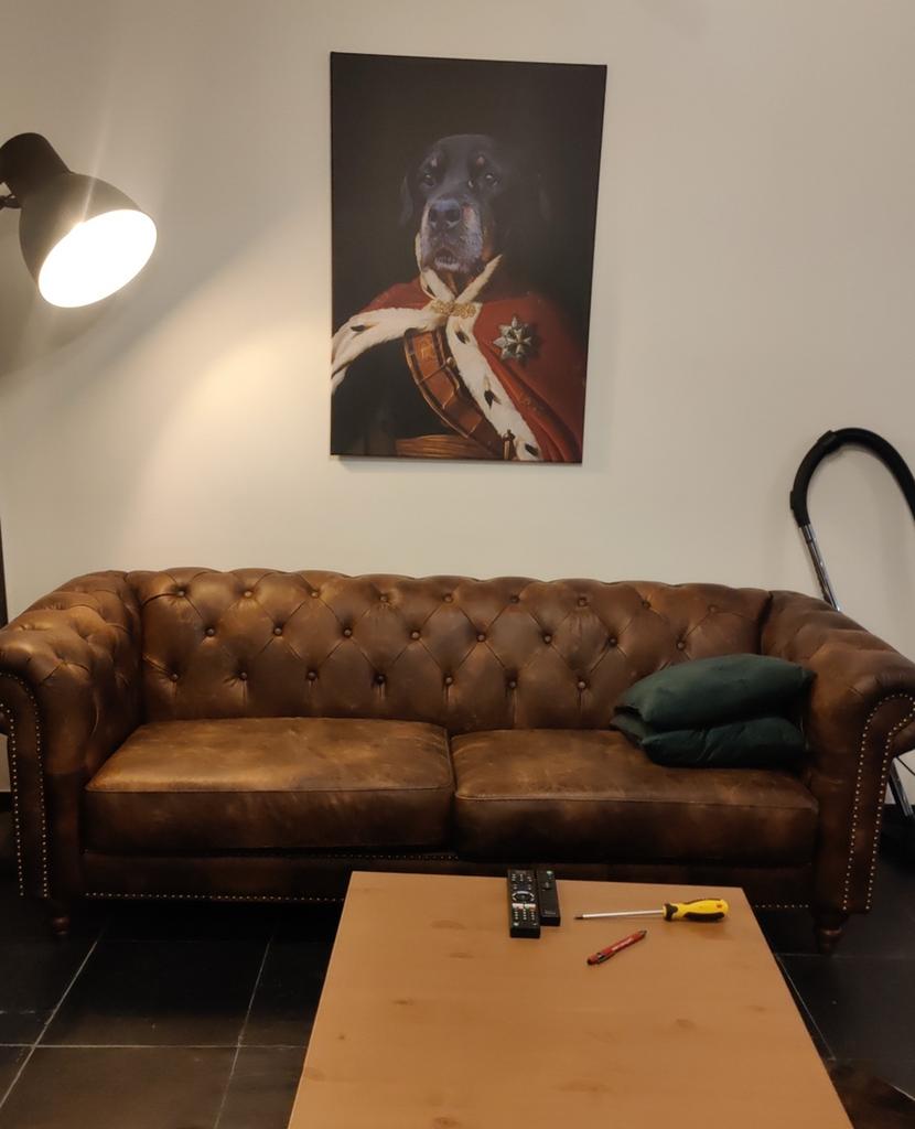 Chesterfield zetel, 200 à 250 cm, Banc droit, Comme neuf, Enlèvement