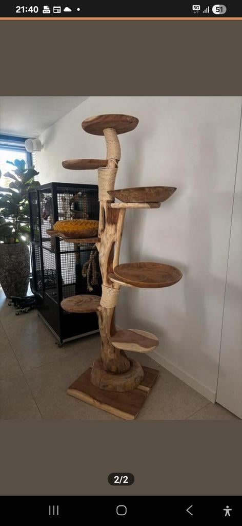 Houten krabpaal.   Mooie grote houten krabpaal met 6 plateau, Enlèvement, Comme neuf, Griffoir