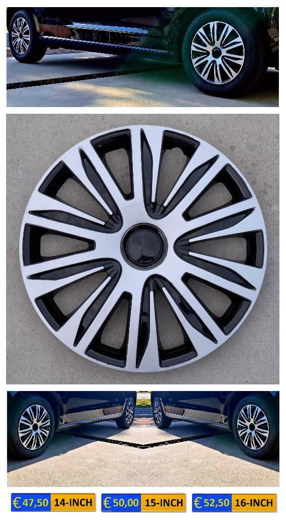 14 inch wieldoppen set – sportieve zwart/zilver look, Enlèvement ou Envoi, Neuf