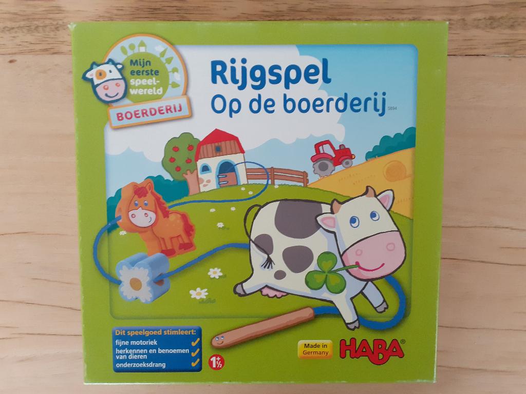 Haba rijgspel op de boerderij, Kinderen en Baby's, Speelgoed | Houten speelgoed, Ophalen, Gebruikt, Overige typen