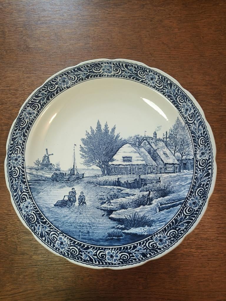 Delfts Blauw wandbord 40cm, Antiek en Kunst, Ophalen