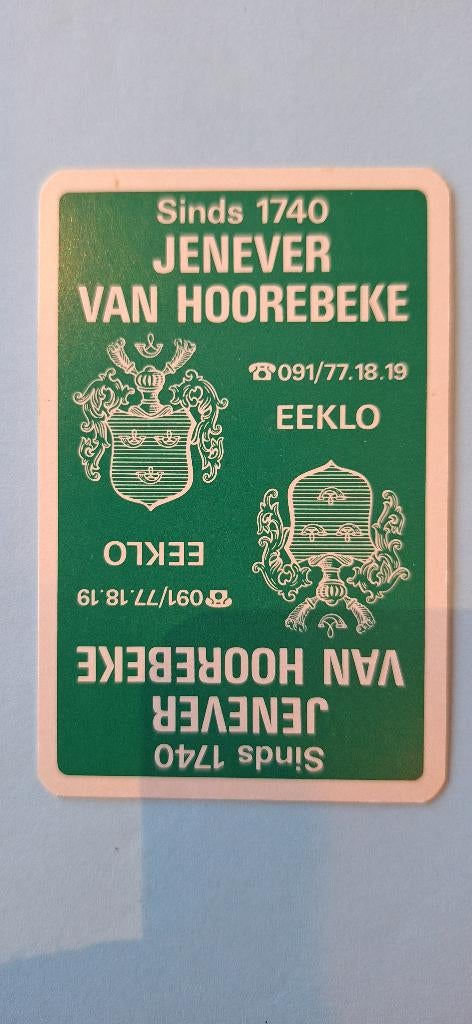 Carte à jouer Eecloo_Jenever Van Hoorebeke_Groen_227, Collections, Enlèvement ou Envoi, Utilisé, Carte(s) à jouer