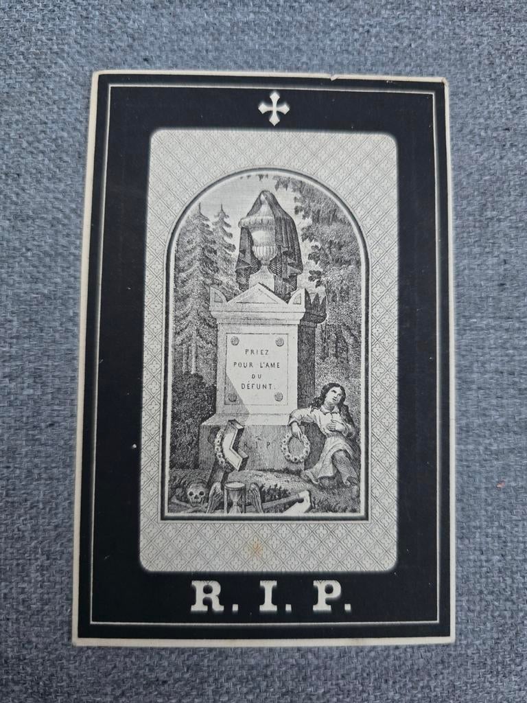 Doodsprentje 1877 Géomètre du Cadastre, Ophalen of Verzenden, Bidprentje