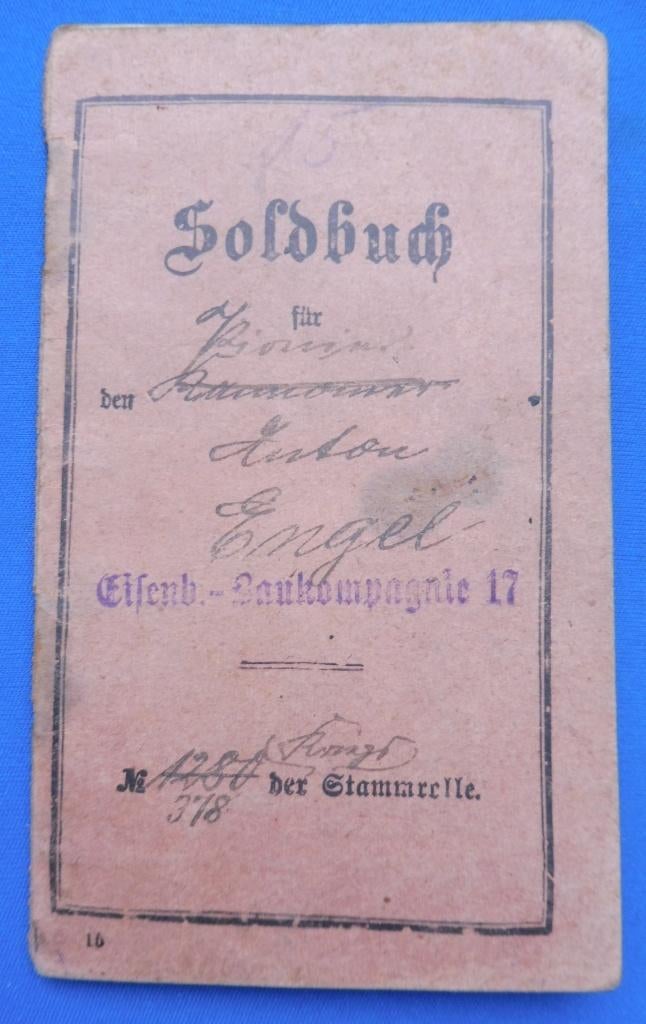 WO1 Soldbuch Eisenbahn Regiment Nr. 3 + document 1914-18, Collections, Objets militaires | Général, Armée de terre, Envoi