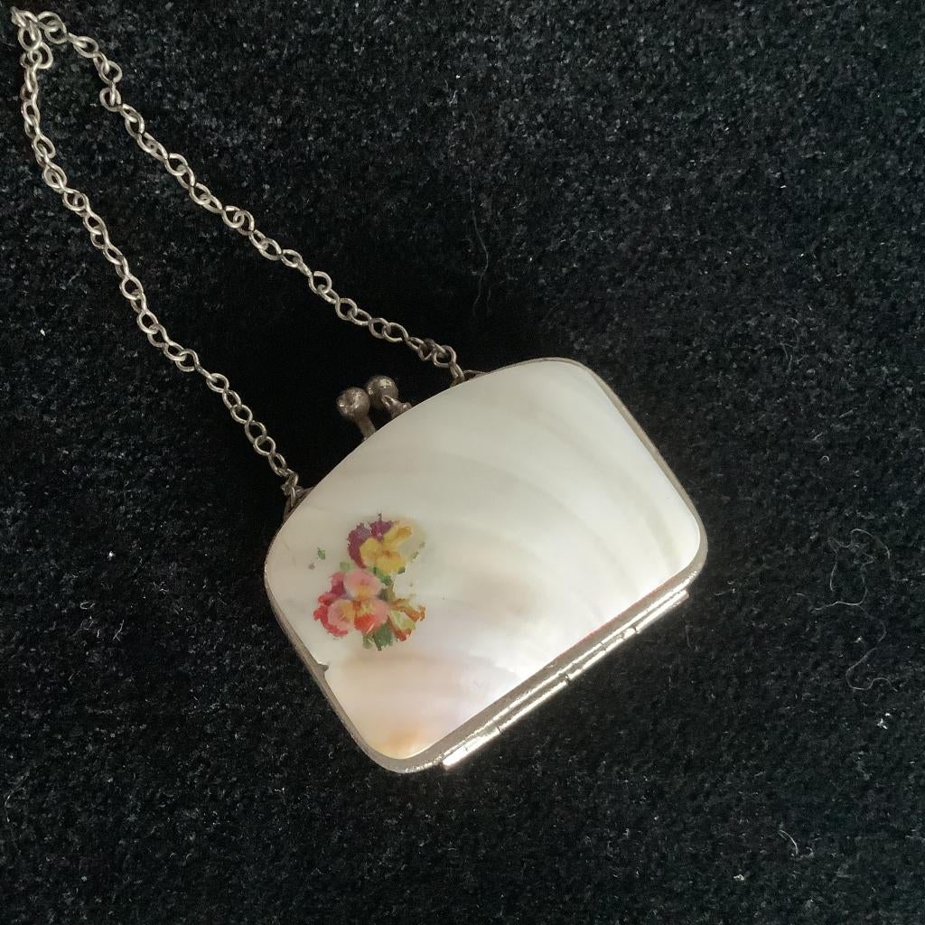 antiek parelmoer muntenbeursje, Ophalen of Verzenden