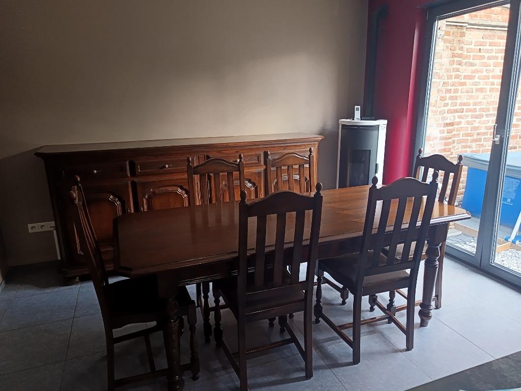 Salle à manger en chêne complète, Maison & Meubles, Salles à manger complètes, Utilisé, 4 à 6 chaises, Enlèvement