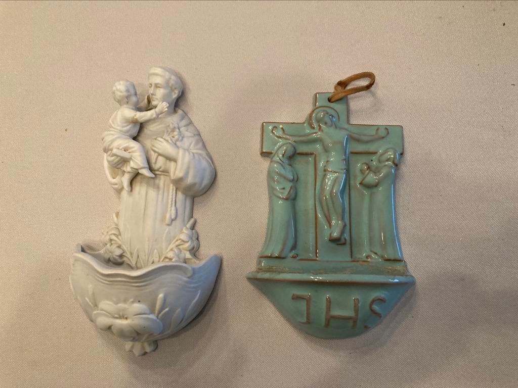 Wijwatervat 2 stuks, Ophalen, Zo goed als nieuw, Beeld(je), Christendom | Katholiek