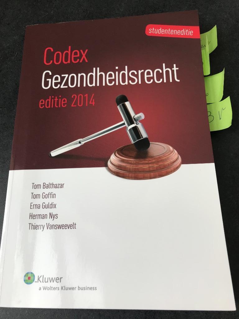 Codex Gezondheidsrecht 2014, Ophalen of Verzenden, Zo goed als nieuw, Hoger Onderwijs, Wolters Kluwer