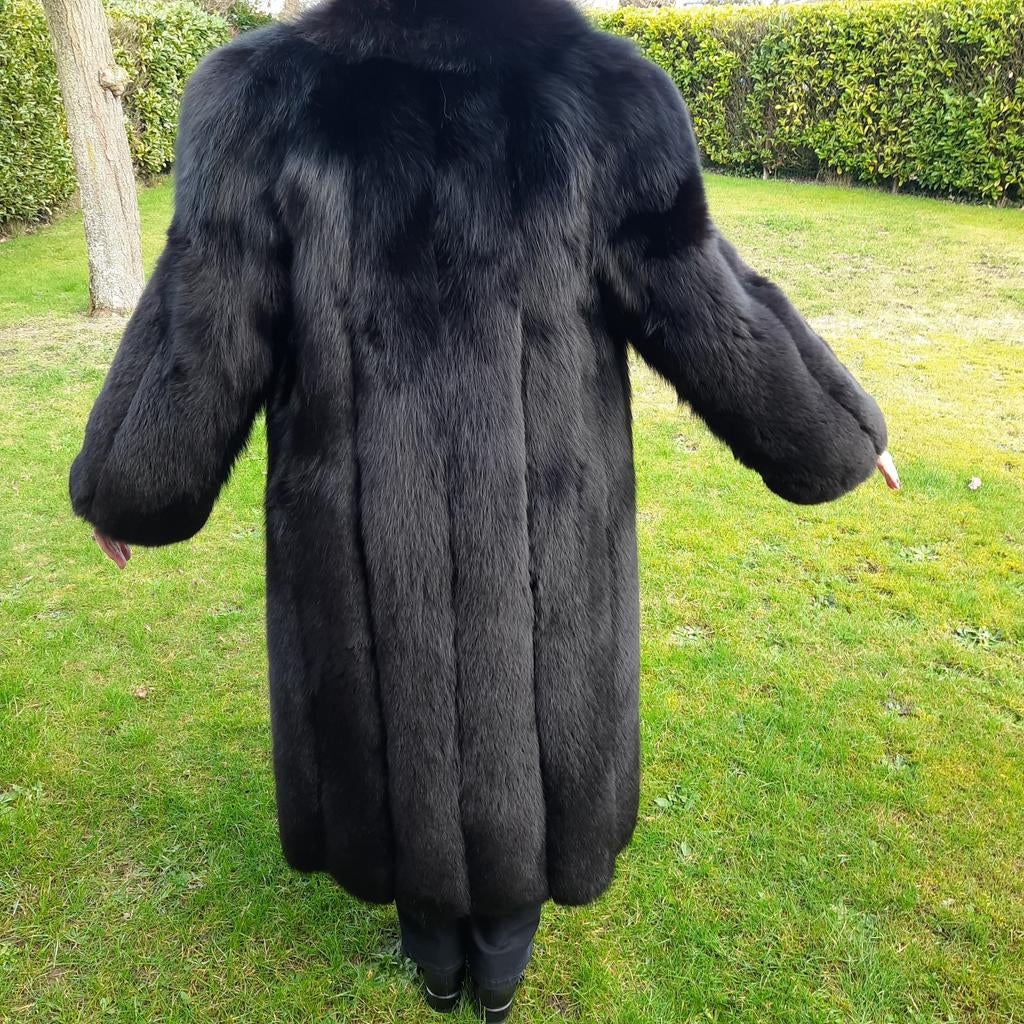 PRACHTIGE LANGE ZWARTE BONTMANTEL VOS VOLLE VELLEN*LAFAYETTE, Ophalen, LAFAYETTE, Zwart, Zo goed als nieuw