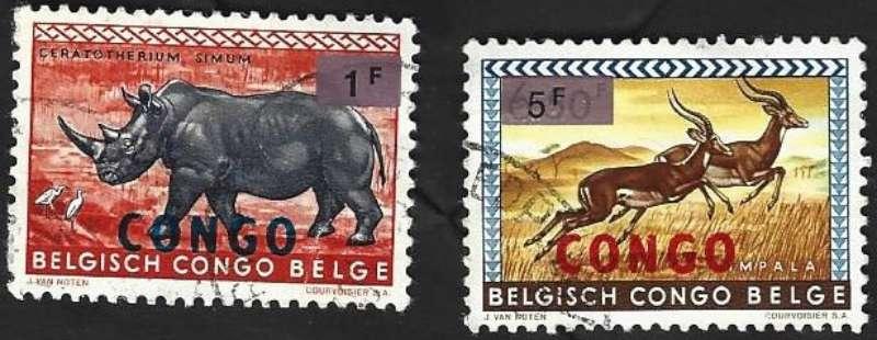 2 Postzegels Recuperatieuitgifte met metaalkleurige opdruk, Ophalen of Verzenden, Gestempeld, Dier of Natuur