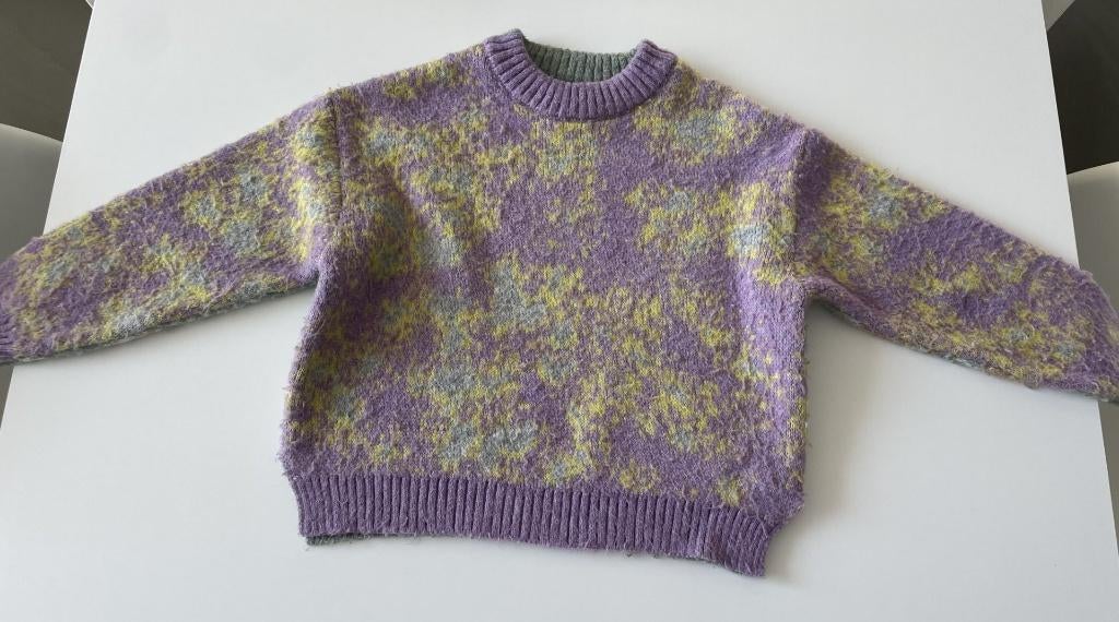 Paars/gele trui maat 130, Meisje, Trui of Vest, Ophalen of Verzenden, Zo goed als nieuw