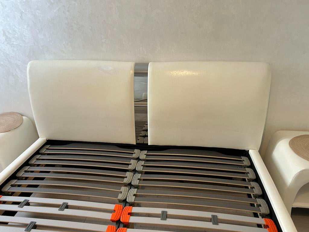 Tweepersoonsbed, Ophalen, Overige materialen, Wit, Tweepersoons