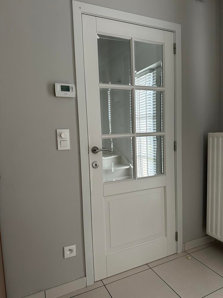 Binnendeur met glas wit H 201cm B 83, Ophalen, Zo goed als nieuw, Glas, Binnendeur