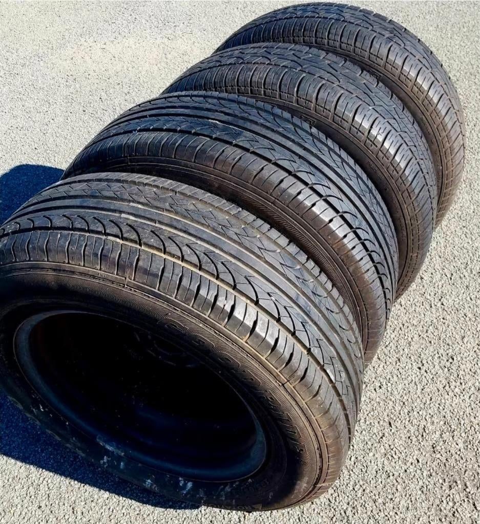 4 pneus été 195/65-15 sur jantes VW, entraxe 5x100, Auto-onderdelen, Ophalen, Gebruikt, 15 inch, Banden en Velgen