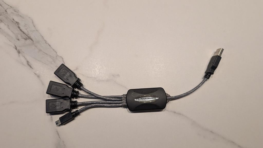 Conceptronic USB Hub – 4 Poorten (3x USB-A + 1x Mini-USB), Computers en Software, Ophalen of Verzenden, Gebruikt