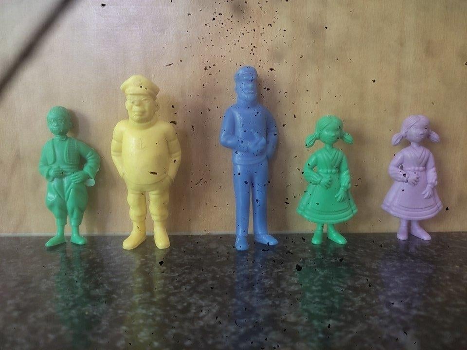 5 monochromes Esso : Tintin et le lac aux requins., Collections, Enlèvement ou Envoi, Tintin, Comme neuf, Statue ou Figurine