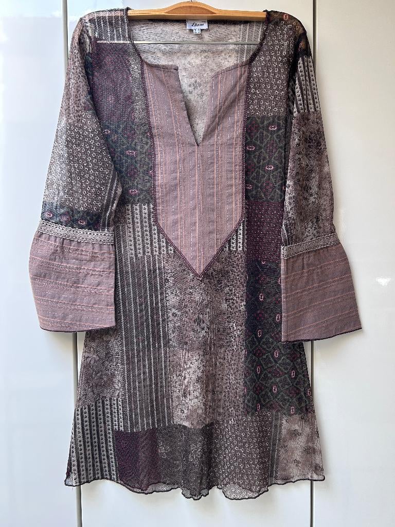 Etam transparante bruine tuniek - Maat 36, Bruin, Ophalen of Verzenden, Zo goed als nieuw, Maat 36 (S)