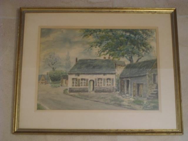 Schilderij zicht oude school in Alle, Vresse-sur-Semois, Antiquités & Art, Art | Peinture | Classique, Enlèvement