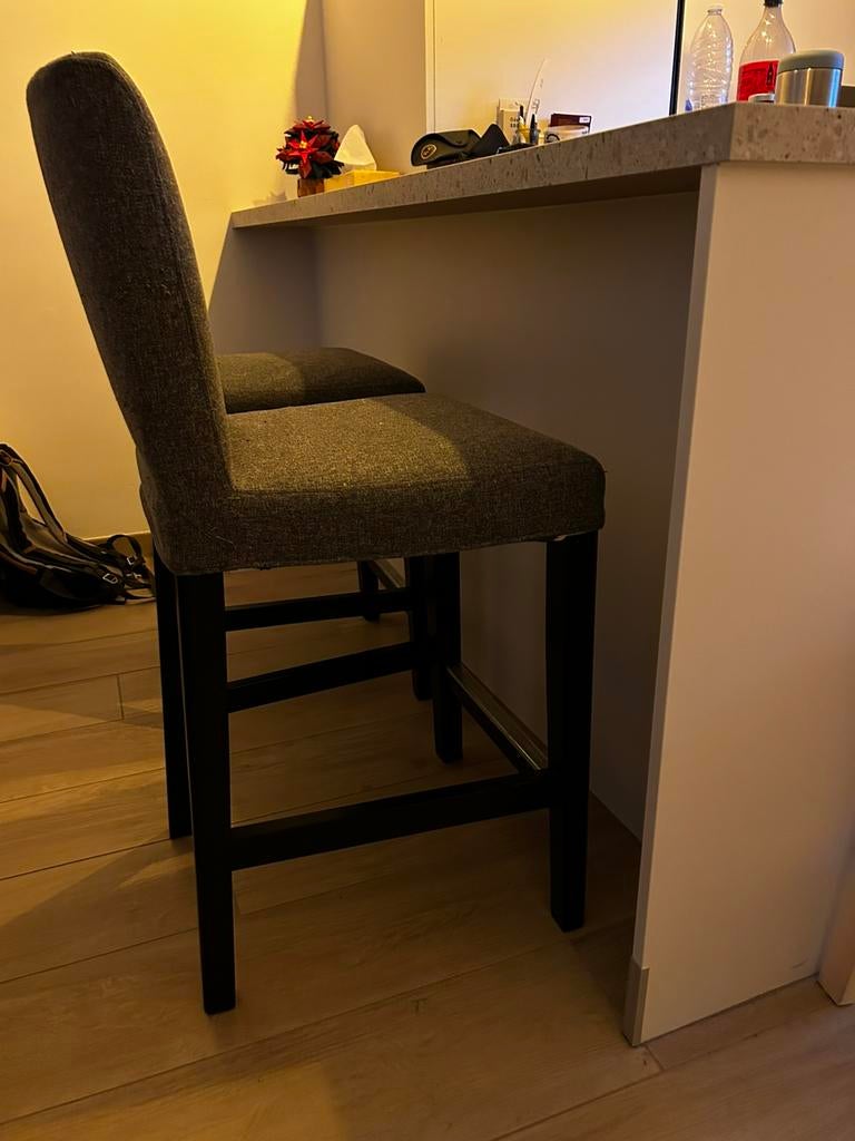 Barkruk grijs, Bois, 2 tabourets, Enlèvement, Utilisé