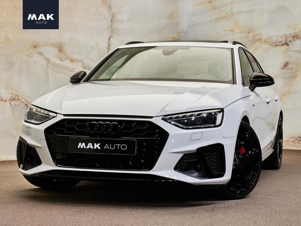 Audi A4 Avant 40 TFSI S Edition, pano, 20", B&O, leder, tr.h, Auto's, Audi, Automaat, Zwart, A4, Wit