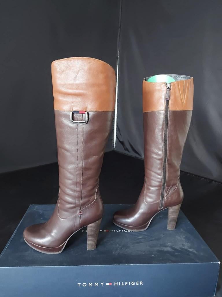 Tommy Hilfiger – Lederen laarzen, Hoge laarzen, Tommy hilfiger, Bruin, Ophalen of Verzenden