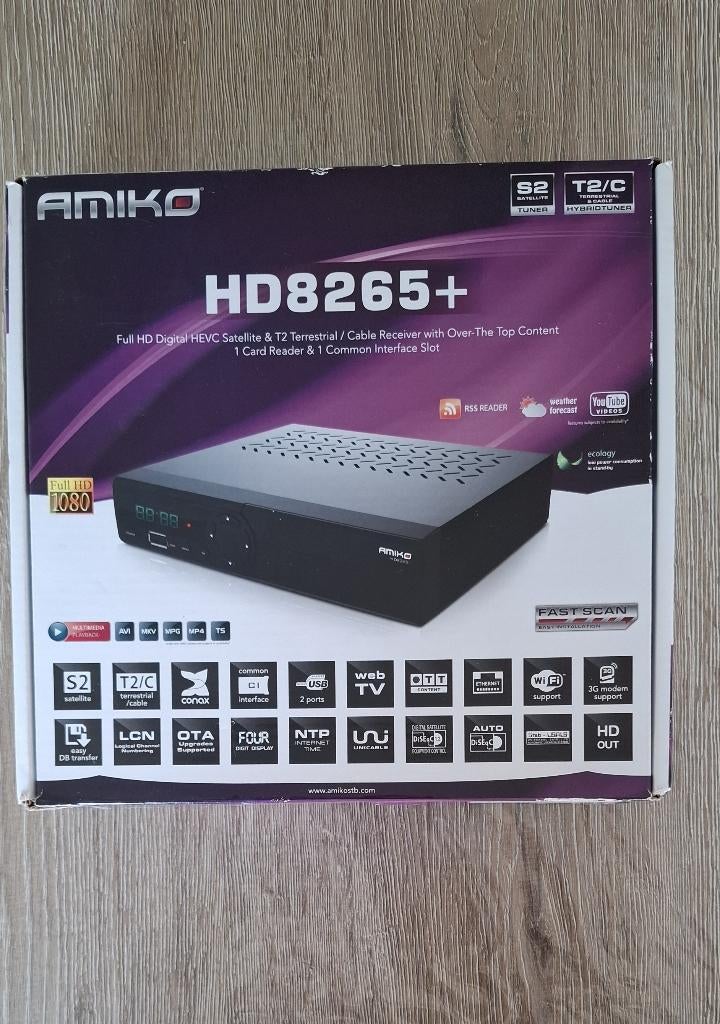 Amiko HD8265+ Full HD satelliet, kabel ontvanger., Audio, Tv en Foto, Schotelantennes, Ophalen of Verzenden, Zo goed als nieuw