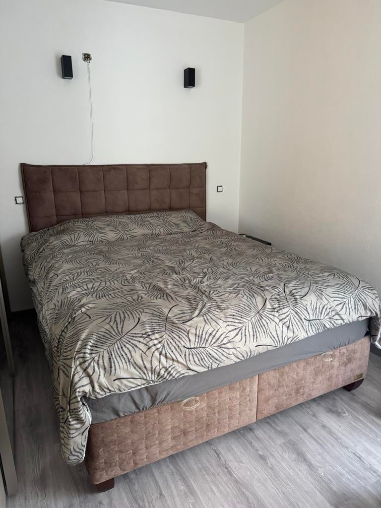 Boxspring 160x200, Huis en Inrichting, Slaapkamer | Boxsprings, Ophalen, Gebruikt, Bruin, Tweepersoons