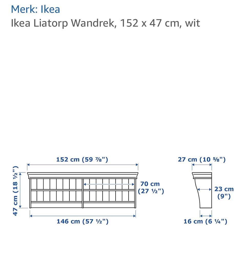 Nieuw wit Liatorp wandrek Ikea 125 x 47 cm, Huis en Inrichting, Kasten | Overige, Ophalen, Nieuw