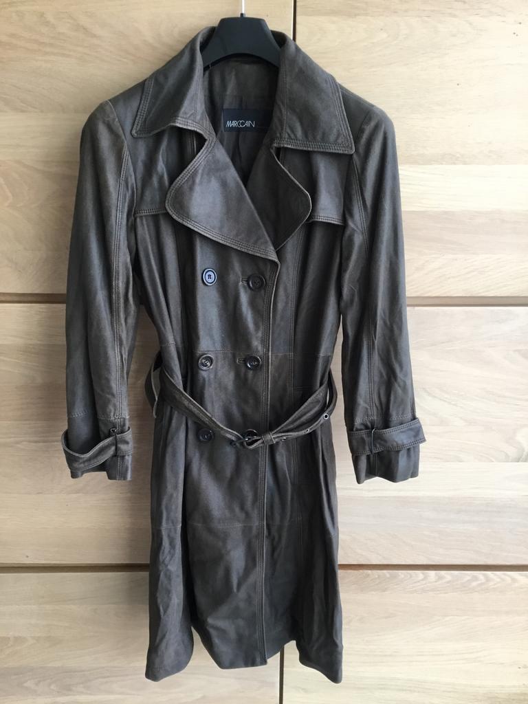 Vintage lange lederen jas MARCCAIN, Ophalen of Verzenden, Zo goed als nieuw, Maat 38/40 (M), Bruin