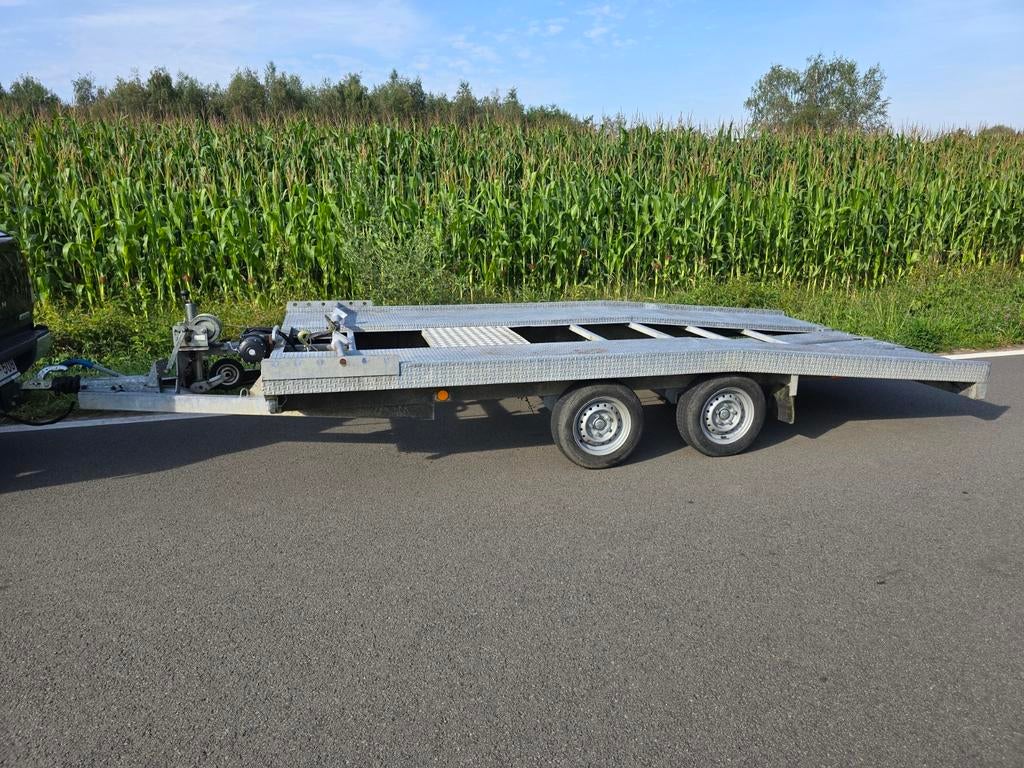 TE HUUR.  Autotrailer ,autoremork ,ambulance trailer, Enlèvement, Comme neuf