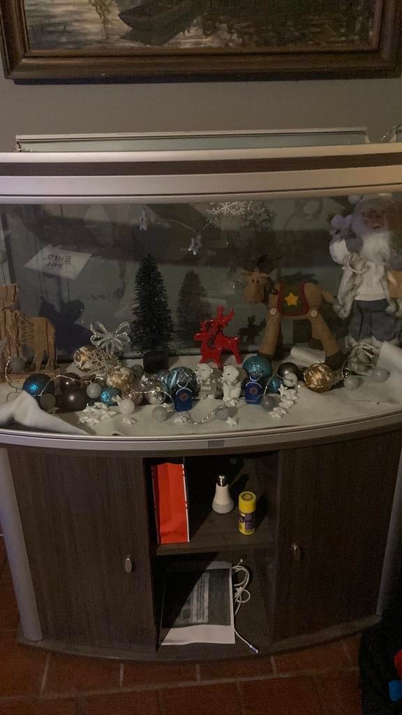 Aquarium met kast. Merk aquatlantis. Gebogen glas, Dieren en Toebehoren, Ophalen, Gebruikt, Leeg aquarium