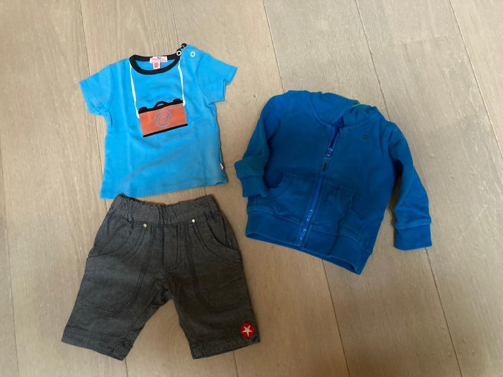 Set Babykleren Jeans Short+T-shirt+vestje (maat 68 / 6 maand, Kinderen en Baby's, Ophalen of Verzenden, Zo goed als nieuw, Setje