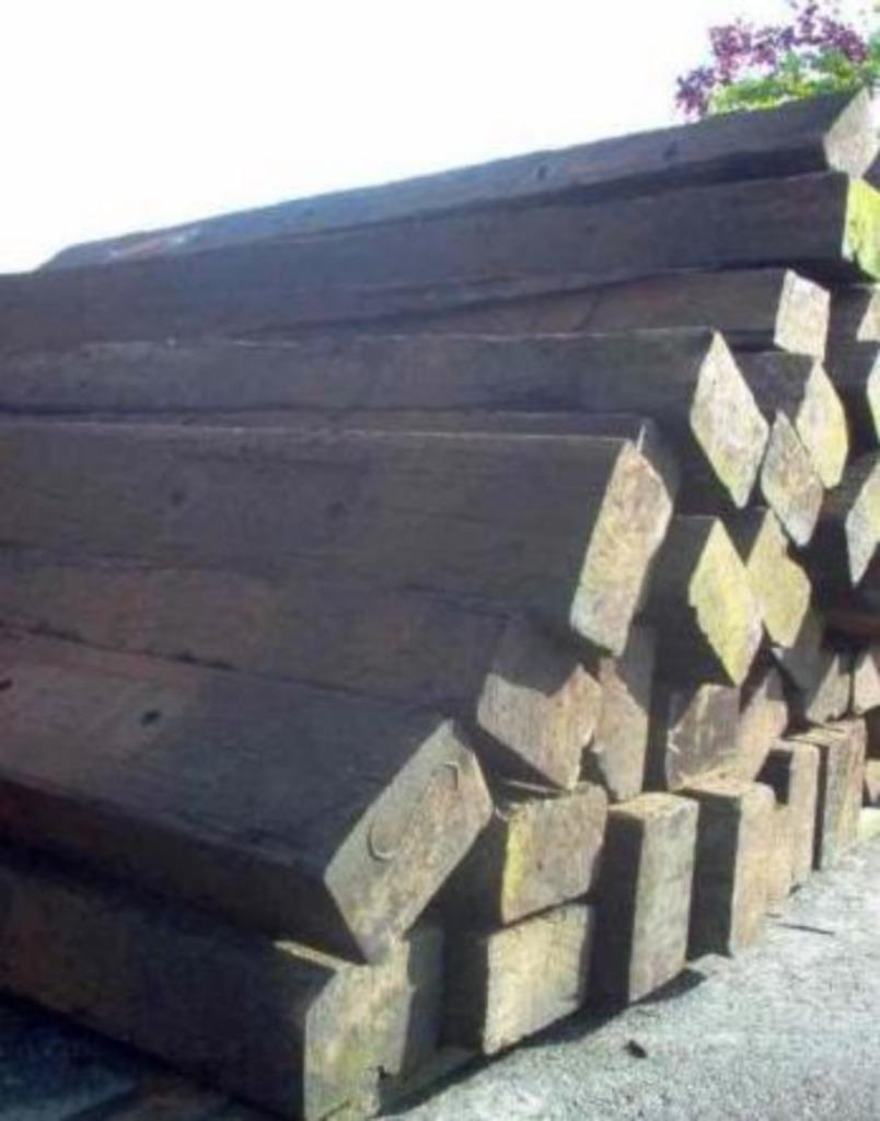 Treinbilzen, Tuin en Terras, Bielzen en Borduren, Zo goed als nieuw, Biels, Hout, Minder dan 25 cm, 200 cm of meer, 25 cm of meer